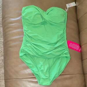 Anne Cole Green Live In Color Twist Front Swimsuit 10
